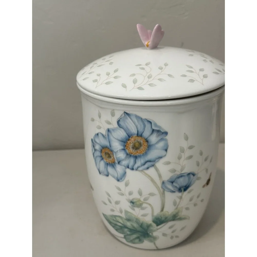 Lenox Porcelain Butterfly Meadow Large Canister with Lid 9